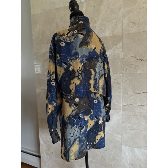 VTG Laurèl Escada Graphic Wool Tunic - EU 36 / US 6, Navy, Artsy Boho Lagenlook - Picture 8 of 11